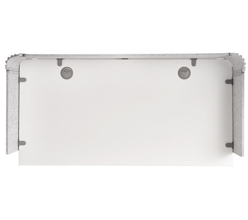 Corner inserts wrap around desk corners for a clean look