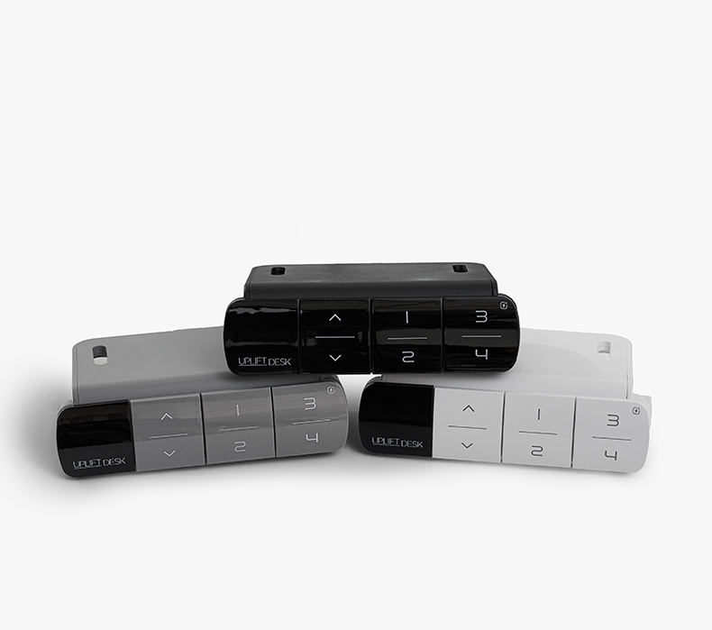 Three Advanced Keypads with USB shown side-by-side in gray, black, and white