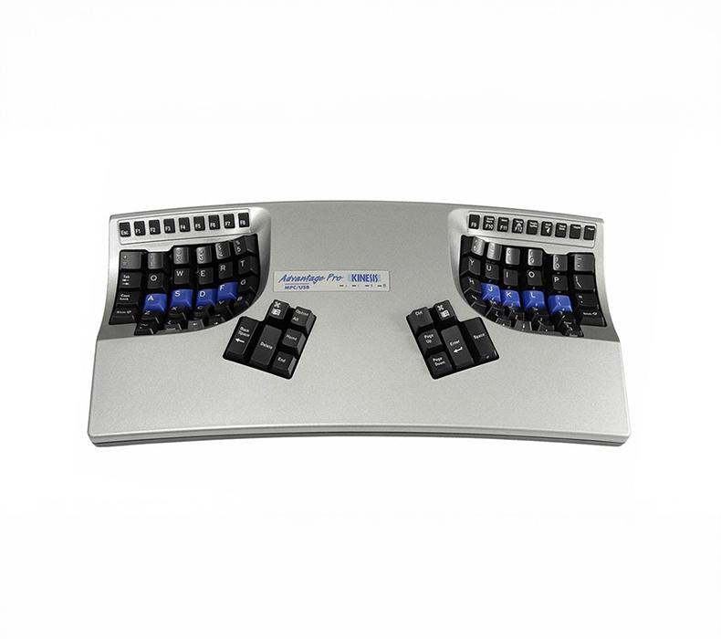Front view of the Kinesis Advantage2 Silver Contoured USB Keyboard