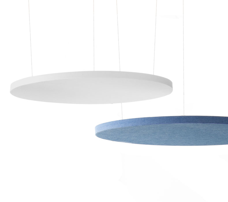 White and Lagoon Blue Circular Acoustic Ceiling Cloud