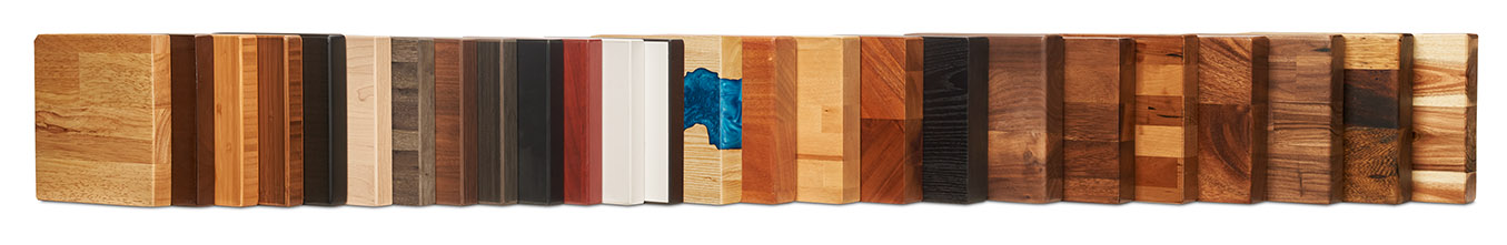 A wide variety of desktop samples to review prior to ordering a UPLIFT height adjustable standing desk