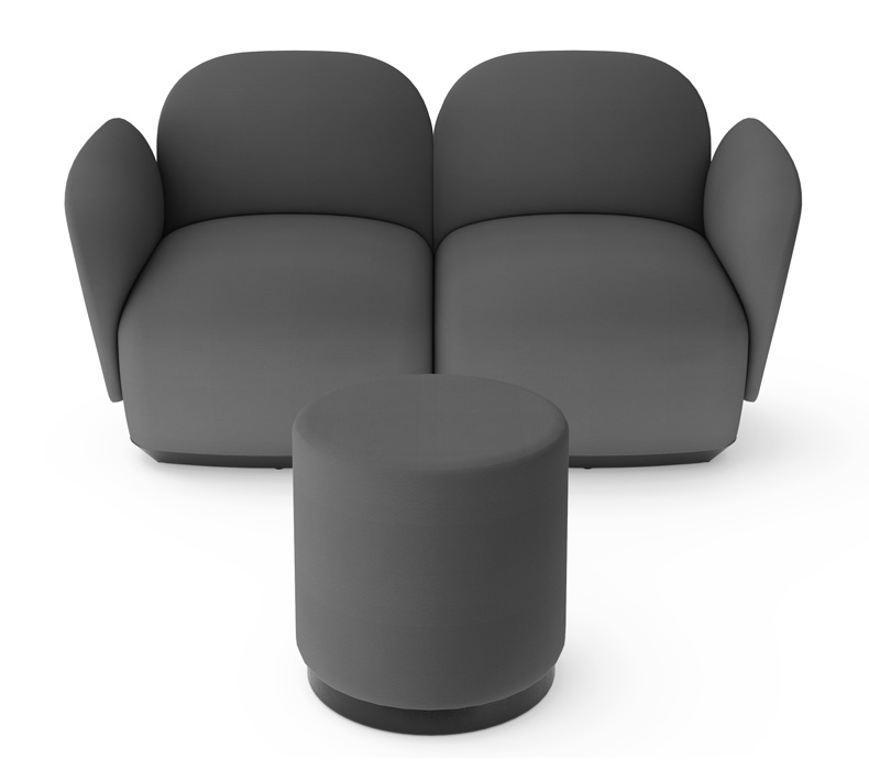 Dillo Duo Dot configuration showing a two-seat sofa and a Dot for affordable office lounge furniture.