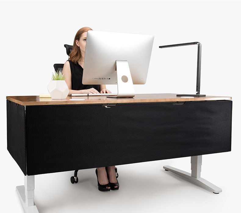 Modesty Panels house and shelter cords at an ergonomic workstation.