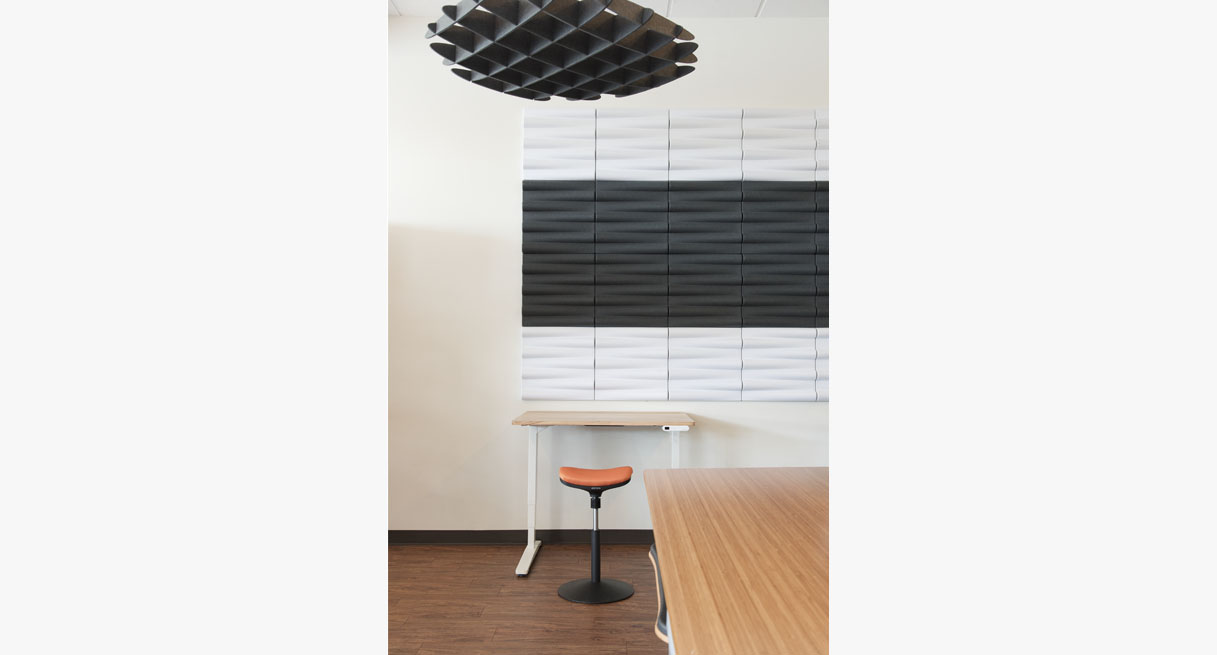 Dark Gray waffle cloud installed in an office