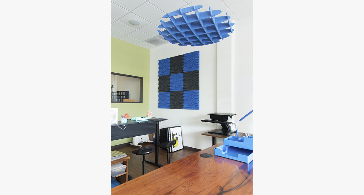 Lagoon blue waffle cloud installed in an office