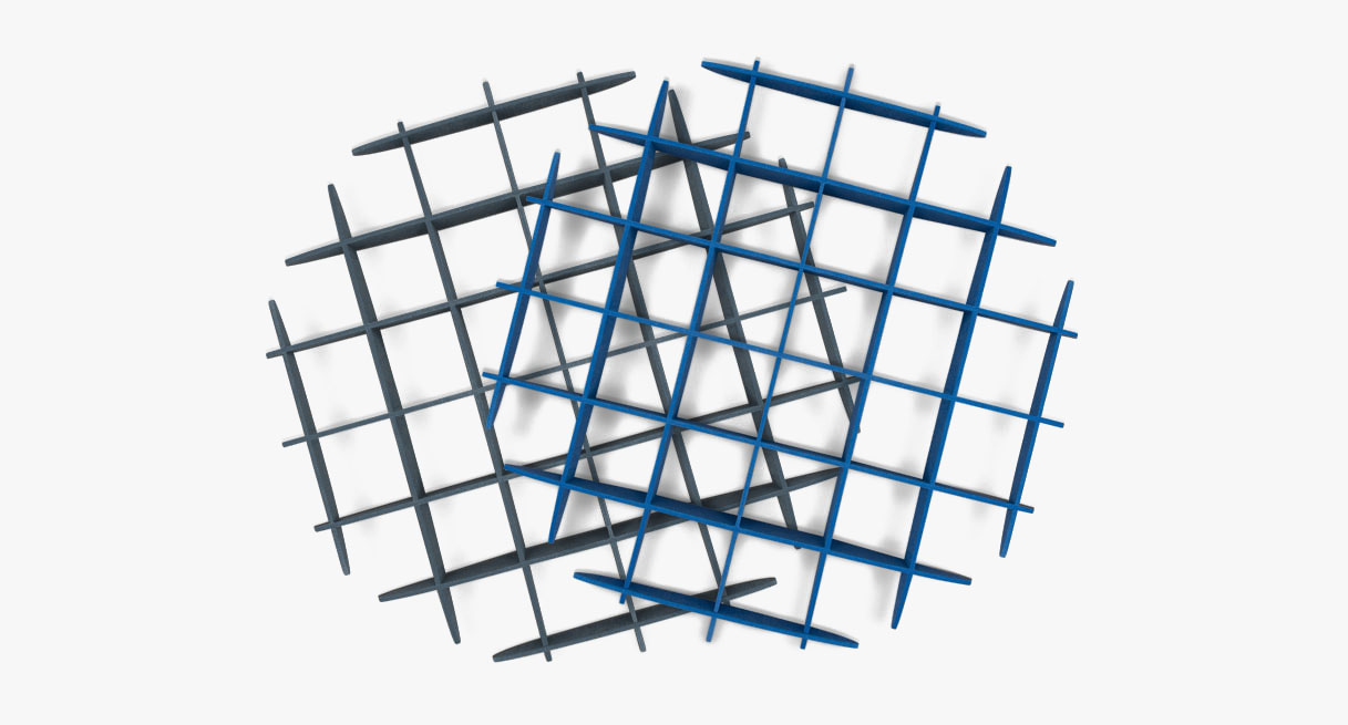 Overhead view of 3d ceiling waffle cloud by uplift desk