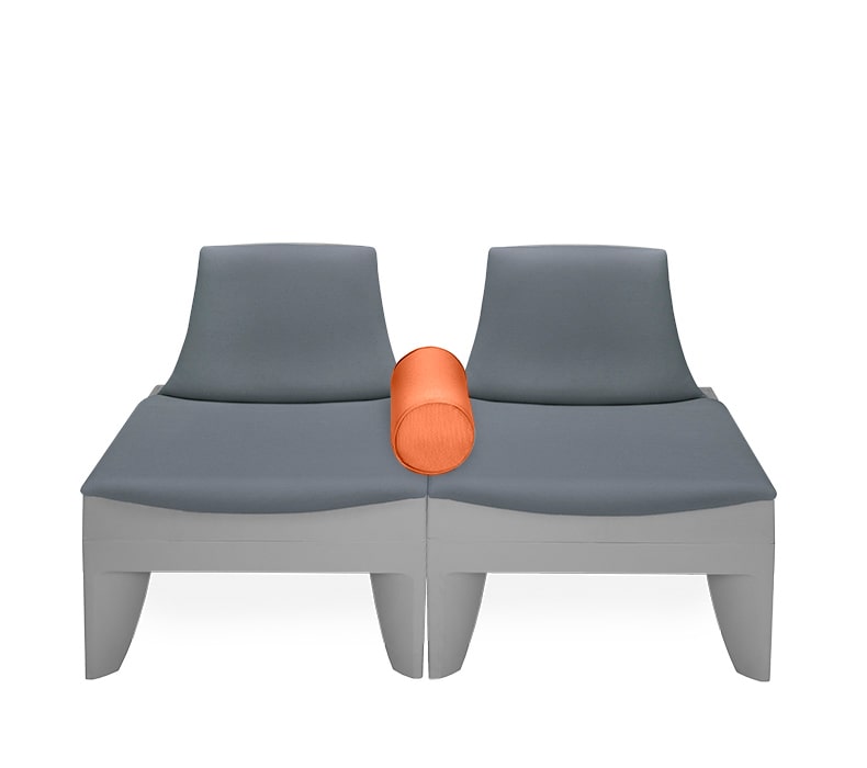 SoCo Seats with Backs and SoCo Armrest Bolster Cushion in orange