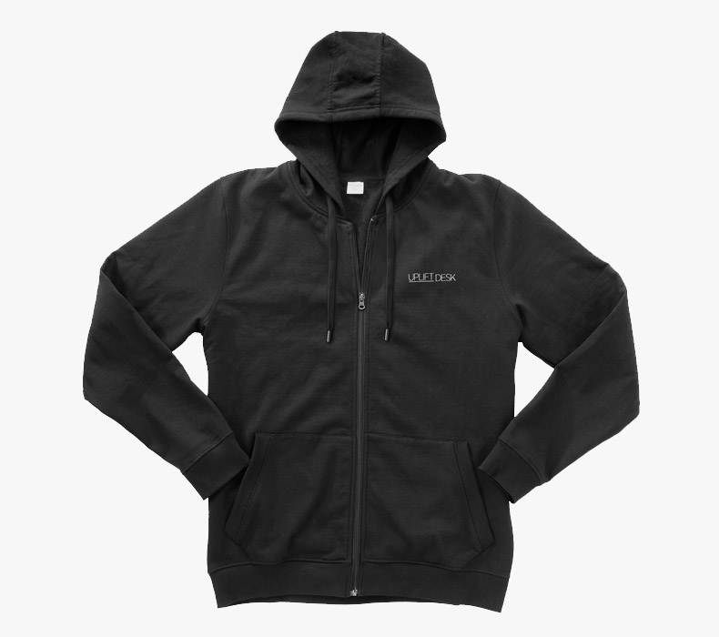 A black UPLIFT Desk Full Zip Hoodie