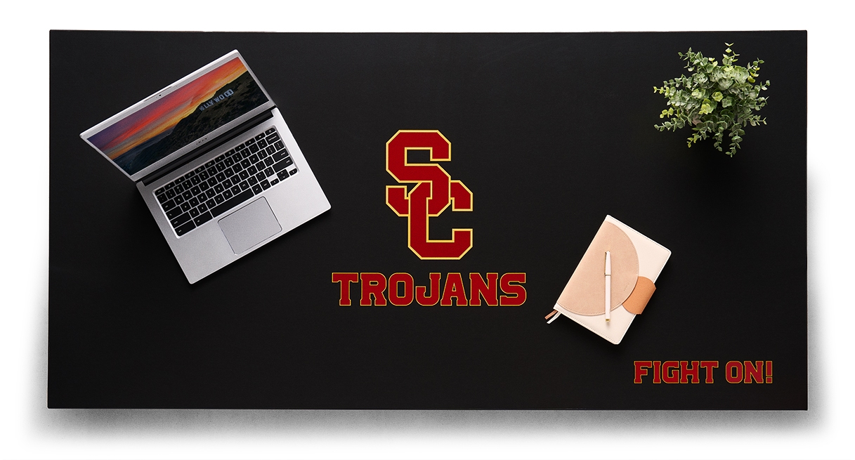 Collegiate desktop featuring USC Trojan branding with text saying, Fight On!