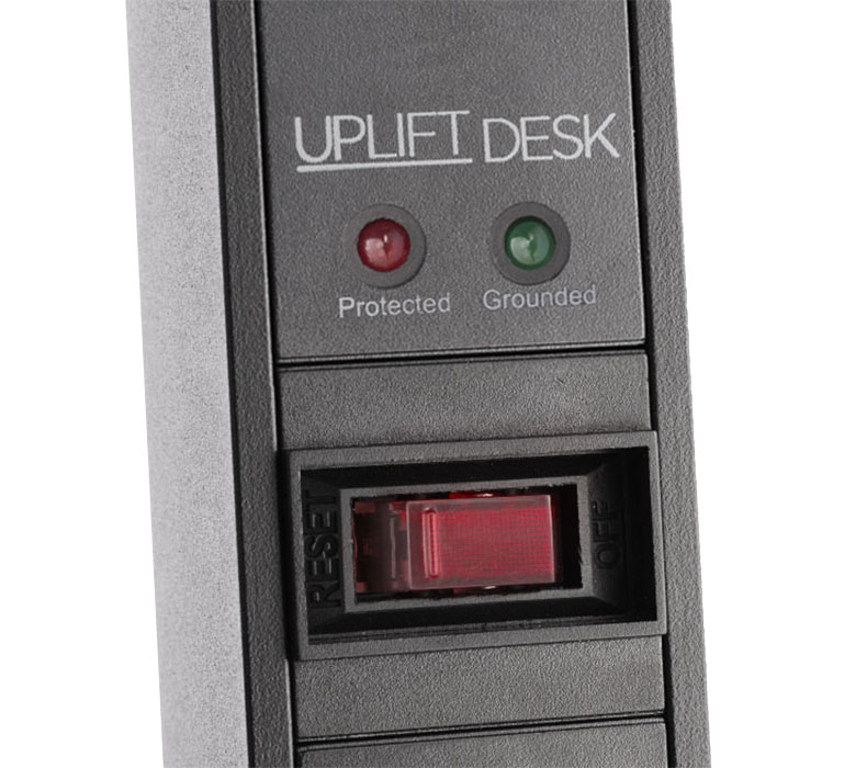 The 8-Outlet Mountable Surge Protector outlet strip with status lights to show when the receptacle is grounded for surge protection