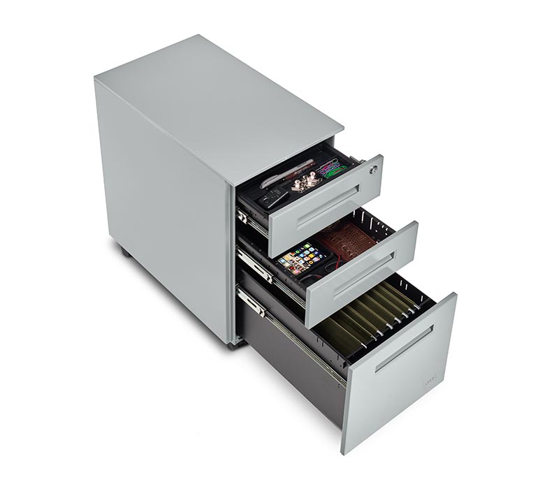 The 3-drawer mobile pedestal comes pre-assembled, just add the casters