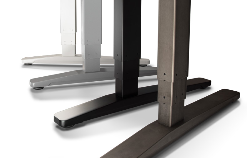 uplift's three-stage frame and feet in black, gray, and white